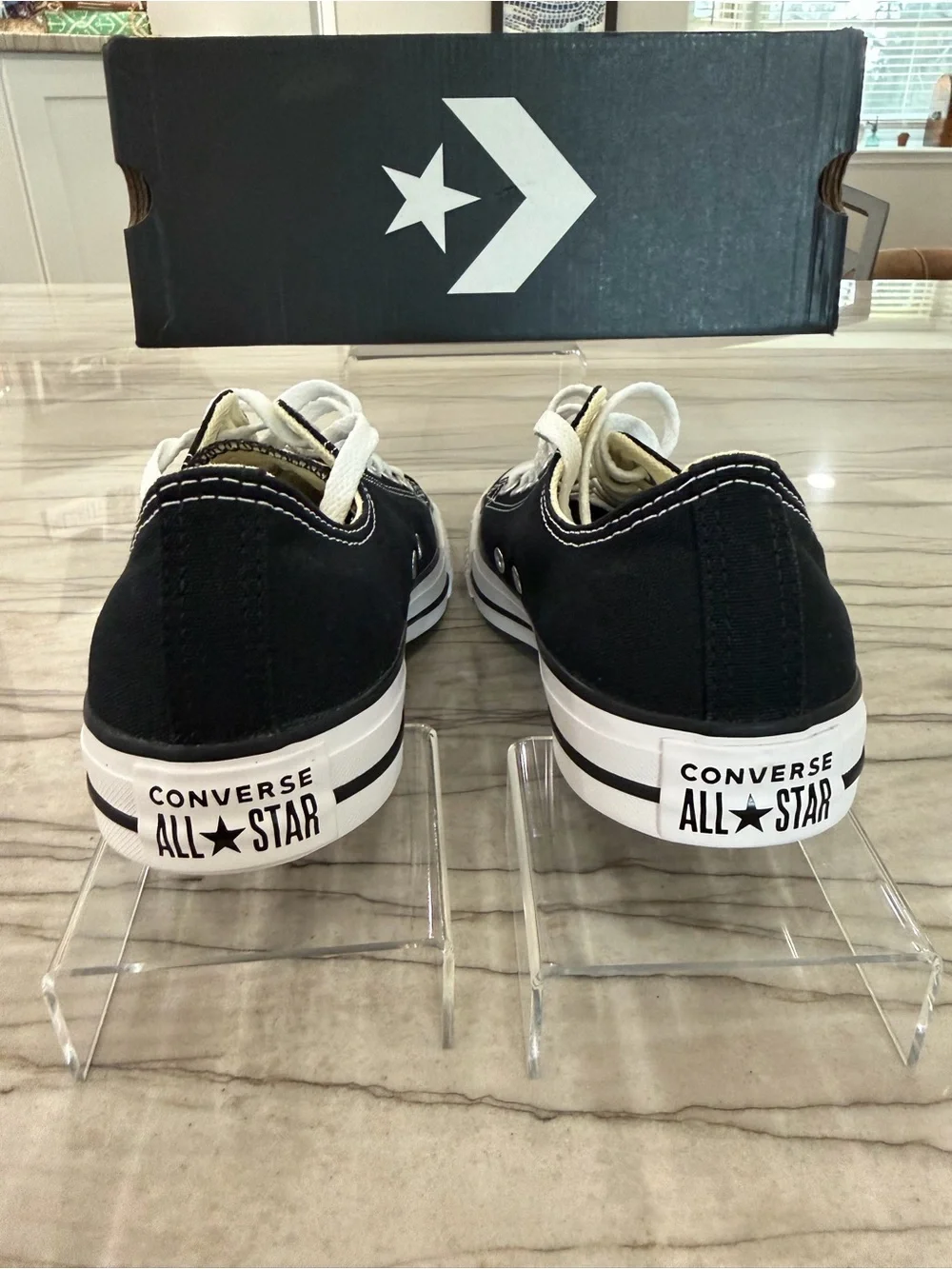 Converse Low Top Sneakers in Black and White Canvas - Picture 3 of 5
